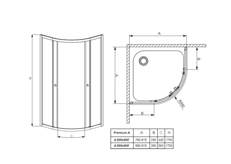  Душова кабіна RADAWAY Premium A 900x900x1900 хром/фабрик 30403-01-06