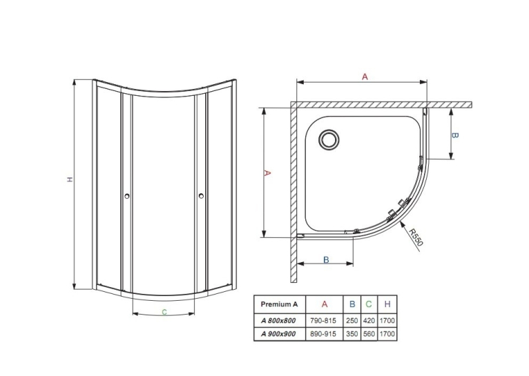 Душевая кабина RADAWAY Premium A 900x900x1900 хром/фабрик 30403-01-06