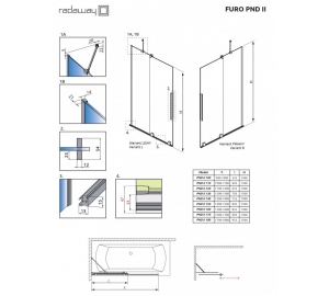 Шторка для ванни Radaway Furo Black PND II 538Lx1500 чорний/прозоре скло 10109538-54-01L