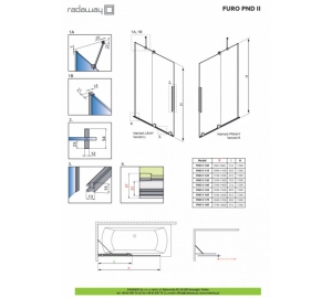 Шторка для ванны Radaway Furo Black PND II 538Rx1500 чёрный/прозрачное стекло 10109538-54-01R