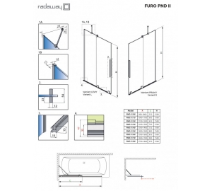 Шторка для ванни Radaway Furo Black PND II 638Lx1500 чорний/прозоре скло 10109638-54-01L