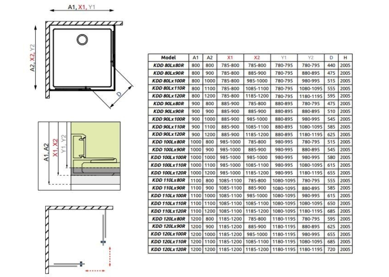  Душові двері RADAWAY Idea Black KDD 800Rx2005 чорний/прозоре скло 387061-54-01R