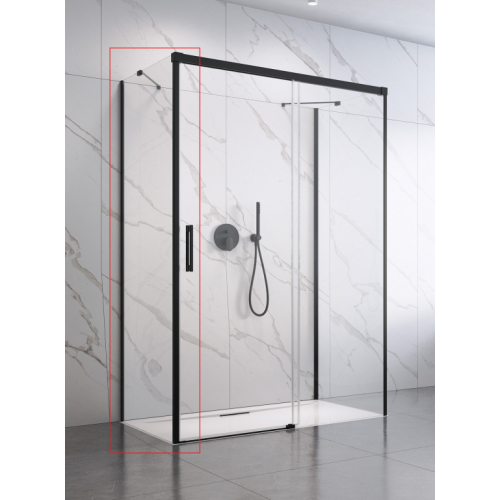 Бічна стінка RADAWAY Idea Black S1 900Lx2000 чорний/прозоре скло 387050-54-01L