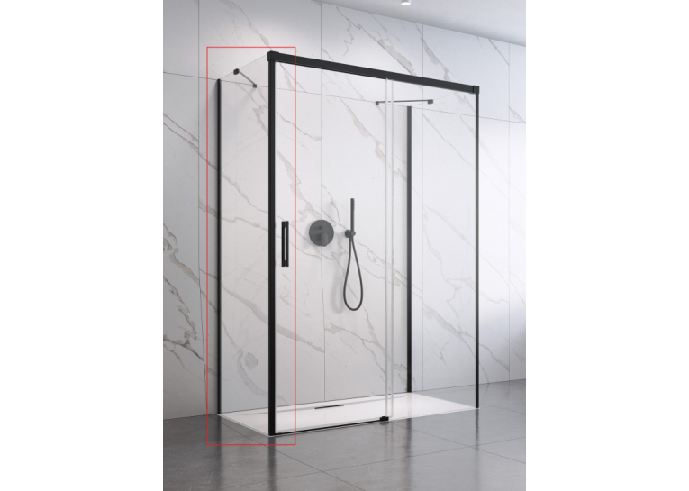  Бічна стінка RADAWAY Idea Black S1 900Lx2000 чорний/прозоре скло 387050-54-01L