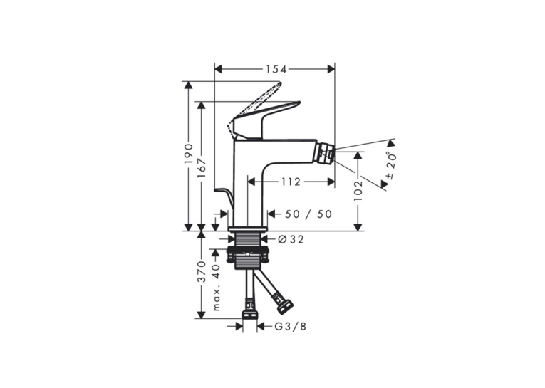 Змішувач Hansgrohe Logis Fine 110 для біде, Matt Black (71201670)