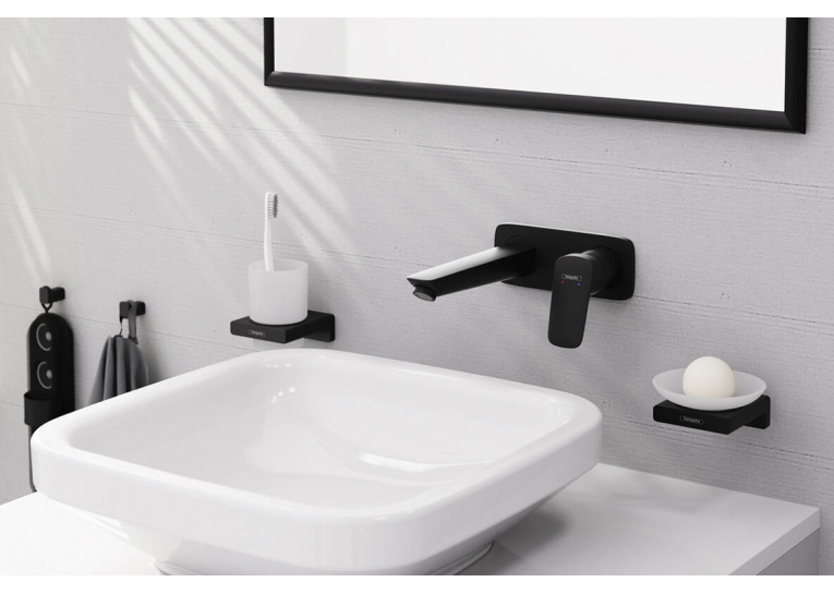 Змішувач Hansgrohe Logis для умивальника зі стіни прихованого монтажу 195 мм, Matt Black (71220670)