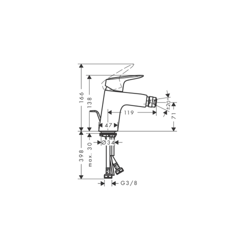 Смеситель Hansgrohe Logis 70 для биде, Matt Balck (71204670)