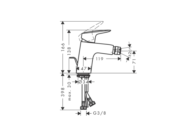 Змішувач Hansgrohe Logis 70 для біде, Matt Black (71204670)