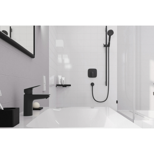 Змішувач для умивальника Hansgrohe Logis 100 Coolstart  без донного клапана, Matt Balck (71103670) (Пошкоджене пакування)