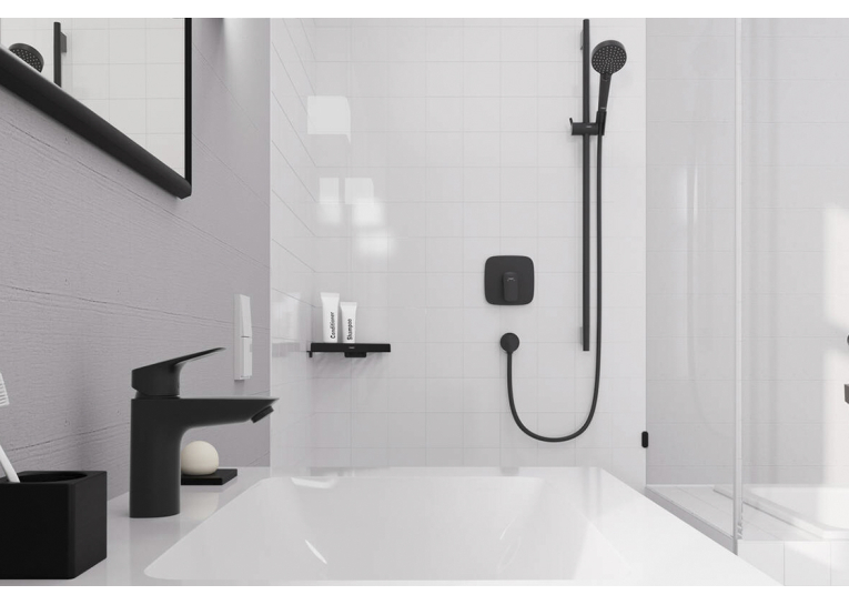 Змішувач для умивальника Hansgrohe Logis 100 Coolstart  без донного клапана, Matt Balck (71103670) (Пошкоджене пакування)