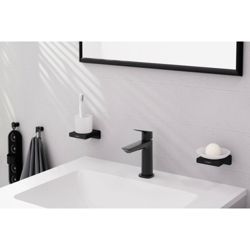 Змішувач Hansgrohe Logis Fine 110 для умивальника з донним клапаном push-open, Matt Black (71252670)
