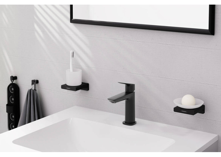 Змішувач Hansgrohe Logis Fine 110 для умивальника з донним клапаном push-open, Matt Black (71252670)