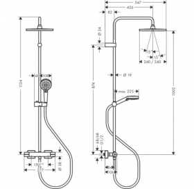Душевая система Hansgrohe Vernis Shape Showerpipe 240 1jet EcoSmart с термостатом, Matt Black (26429670)