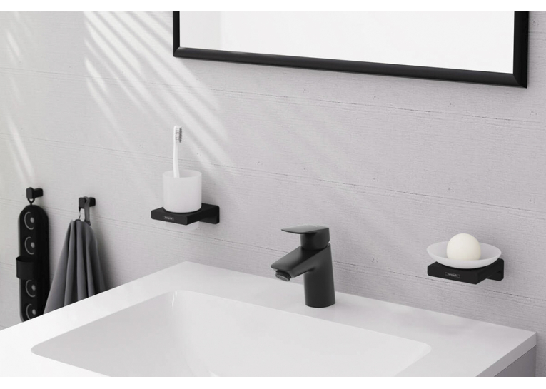 Змішувач Hansgrohe Logis 70 для умивальника з донним клапаном push-open, Matt Black (71077670)