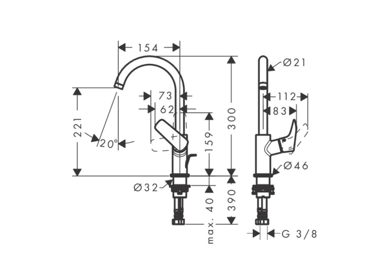 Змішувач Hansgrohe Logis 210 для умивальника, Matt Black (71130670)