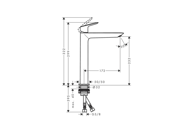 Смеситель Hansgrohe Logis Fine 240 для умывальника без донного клапана, Matt Black (71258670)