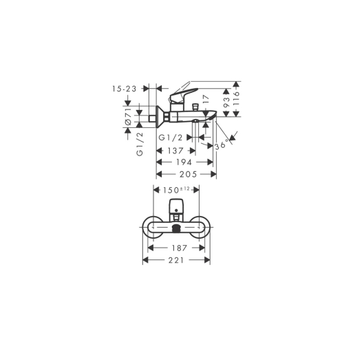 Змішувач Hansgrohe Logis для ванни, Matt Black (71400670) (Пошкоджене пакування)