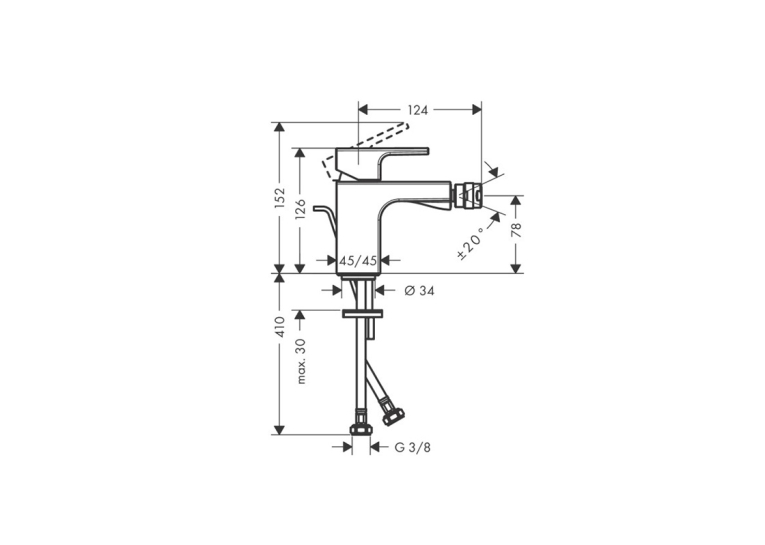 Змішувач Hansgrohe Vernis Shape для біде з металевим донним клапаном Chrome (71219000)