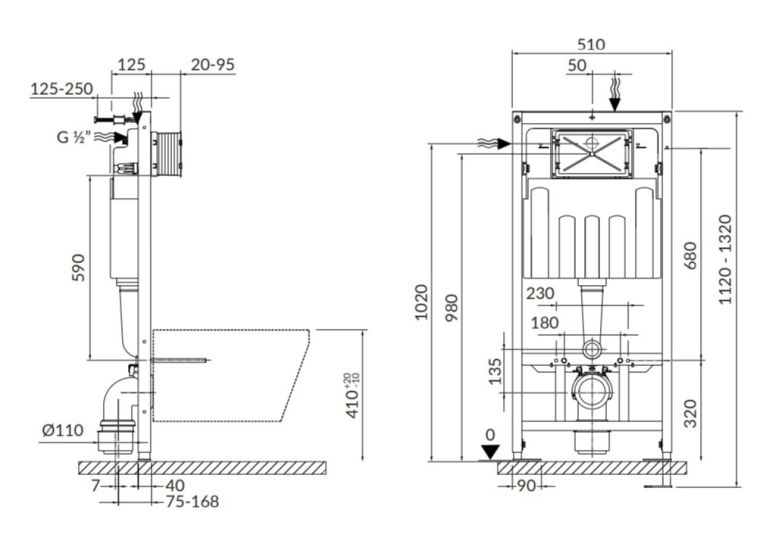 Інсталяція Cersanit B599 TECH LINE BASE з кнопкою BASE CIRCLE + підвісний унітаз ARTECO CLEAN ON із сидінням (S701-627)