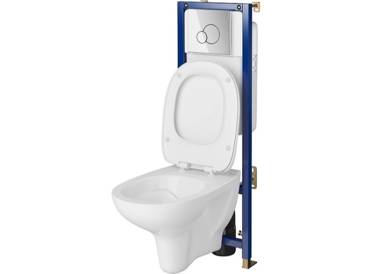 Інсталяція Cersanit B599 TECH LINE BASE з кнопкою BASE CIRCLE + підвісний унітаз ARTECO CLEAN ON із сидінням (S701-627)