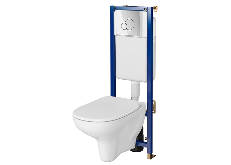 Інсталяція Cersanit B599 TECH LINE BASE з кнопкою BASE CIRCLE + підвісний унітаз ARTECO CLEAN ON із сидінням (S701-627)