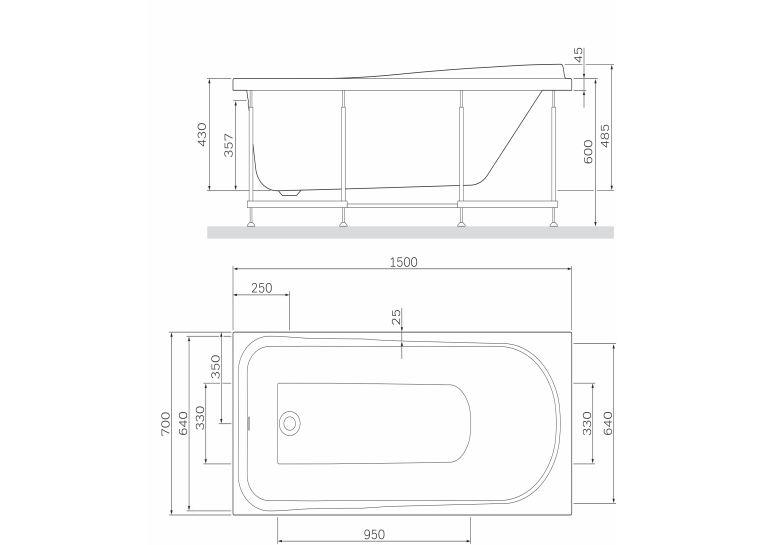 Каркас для ванни AM.PM Like 150х70 W80A-150-070W-R