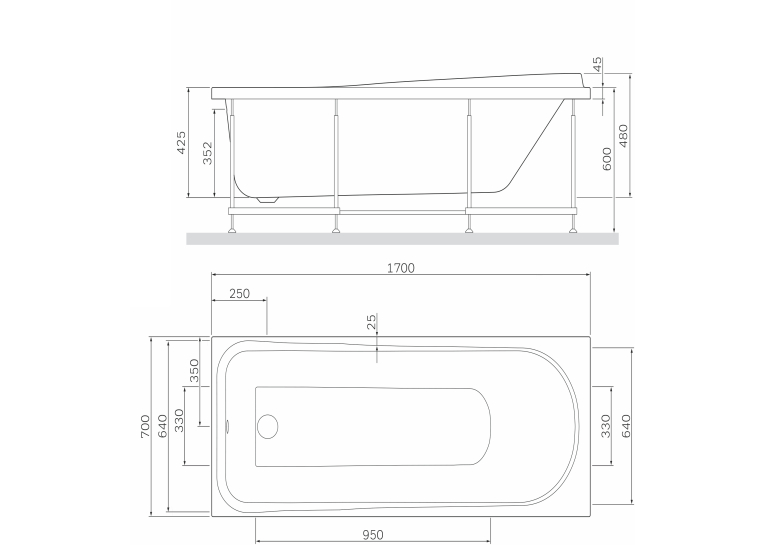 Каркас для ванни AM.PM Like 170х70 W80A-170-070W-R