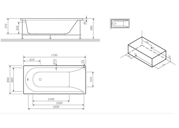 Каркас для ванни AM.PM Spirit 180х80 W72A-180-080W-R2