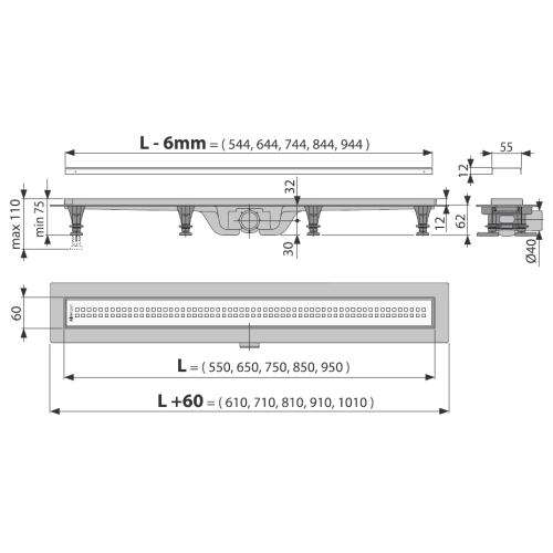Водостічний жолоб Alcaplast APZ9-650m