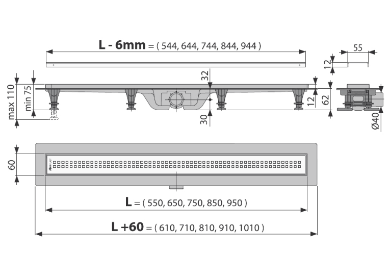 Водостічний жолоб Alcaplast APZ9-650m