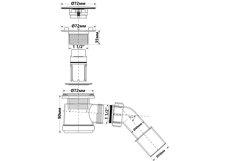 Сифон McALPINE для душового піддону HC26-SS