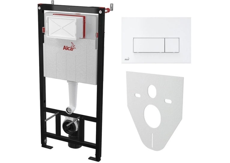 Инсталляция для унитаза ALCA PLAST AM101/1120 с панелью смыва M570 и звукоизоляционной прокладкой M91 Белый