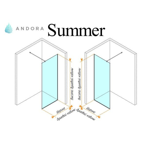Стінка для душу Andora Summer WALK-IN 1000*2000 мм, декор, безпечне скло ANWMZ100200