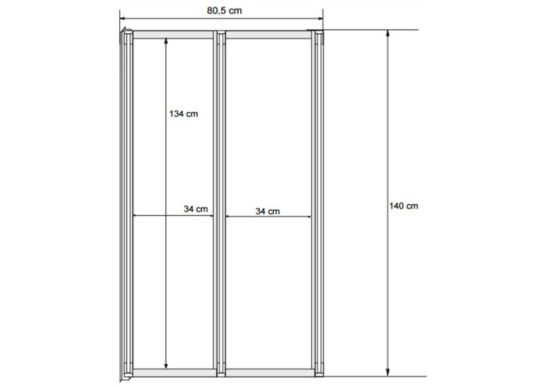  Шторка двоелементна Besco PMD Ambition Premium -2S 80,5х140 хром, 00000011147