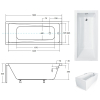 Ванна акрилова прямокутна BESCO Modern 160х70 см 00000012984