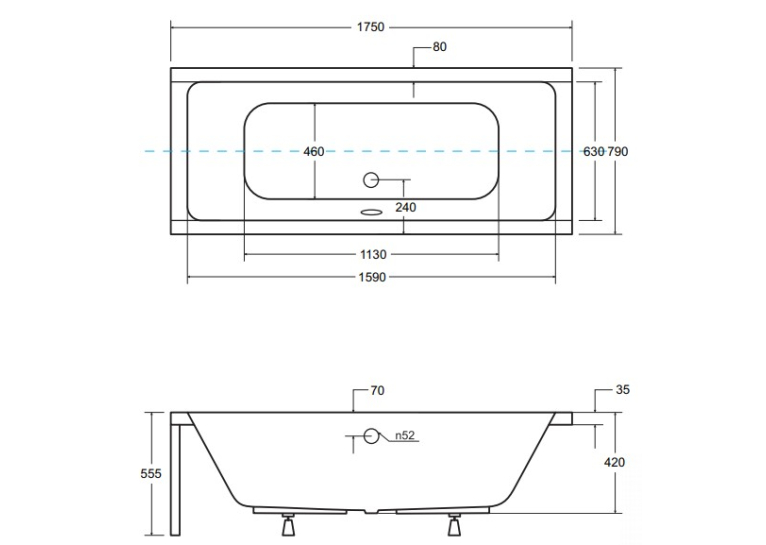  Панель для ванни BESCO QUADRO 175x80 комплект (передня + збоку), QUADRO/175/80