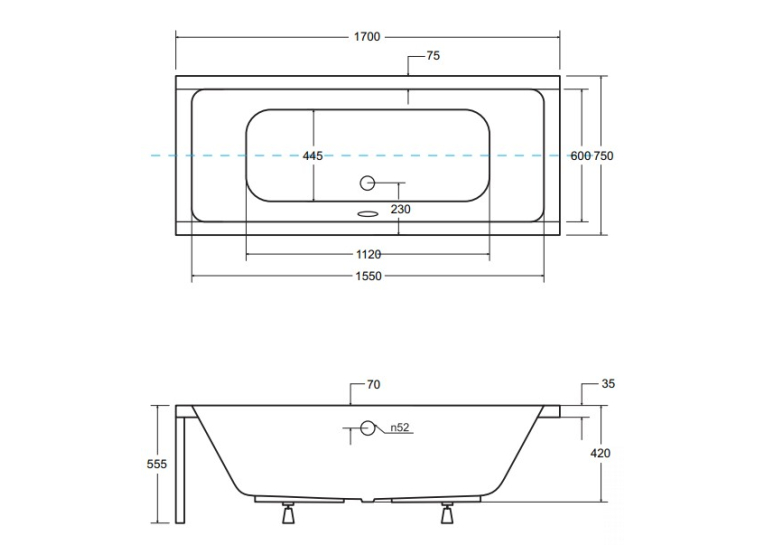 Панель для ванны BESCO QUADRO 170x75 комплект (передняя+ боковая), QUADRO/170/75