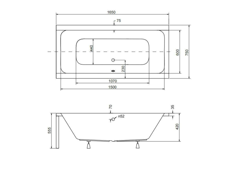  Панель для ванни BESCO QUADRO 165x75 комплект (передня + збоку), QUADRO/165/75