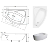  Ванна акрилова BESCO Rima 140х90 правостороння NAVARA11278
