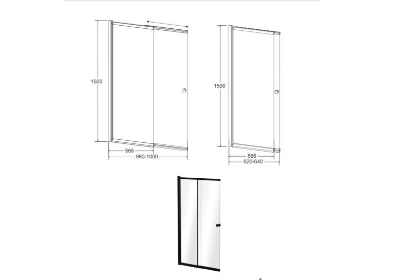 Шторка двух-элементная Besco Easy Slide Black-2S 100x150, NAVARA49830