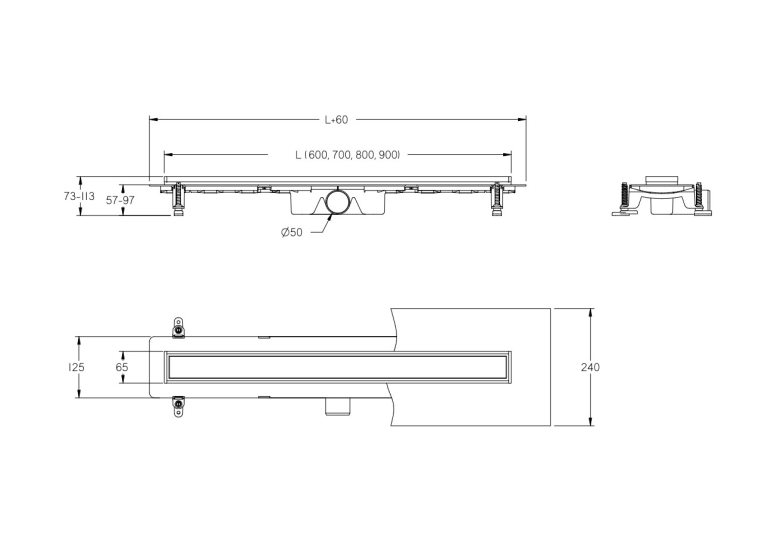 Лінійний душовий трап BESCO Virgo Basic 60