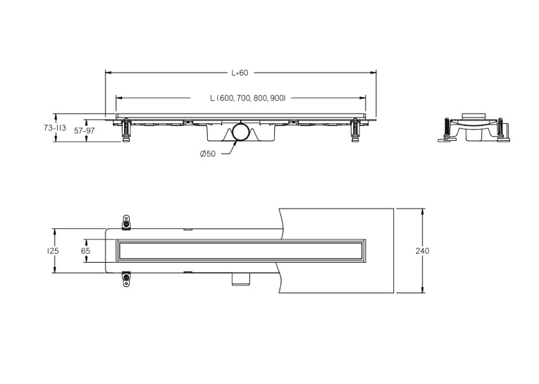 Лінійний душовий трап BESCO Virgo Basic 70