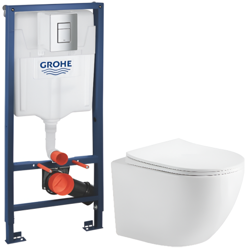 Комплект: Інсталяційна система Grohe Rapid SL 38772001 + Підвісний унітаз Devit Vortex Flush білий із сидінням дюропласт soft-close, 591704