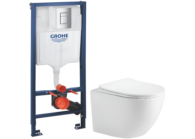 Комплект: Інсталяційна система Grohe Rapid SL 38772001 + Підвісний унітаз Devit Vortex Flush білий із сидінням дюропласт soft-close, 591704