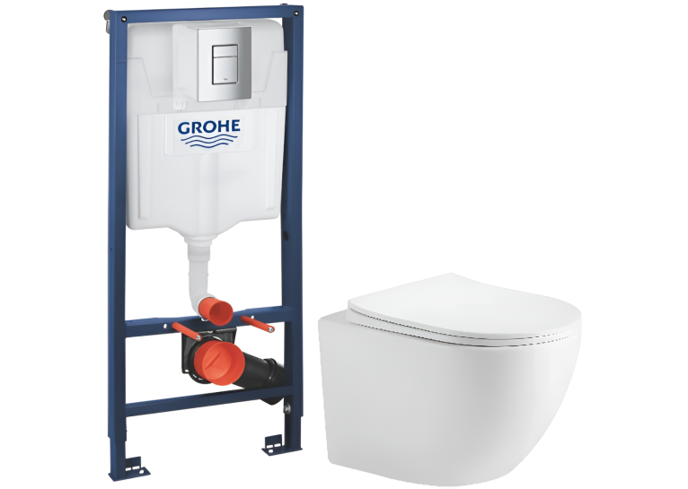 Комплект: Инсталляционная система Grohe Rapid SL 38772001 + Подвесной унитаз Devit Vortex Flush белый с сидением дюропласт soft-close, 591704