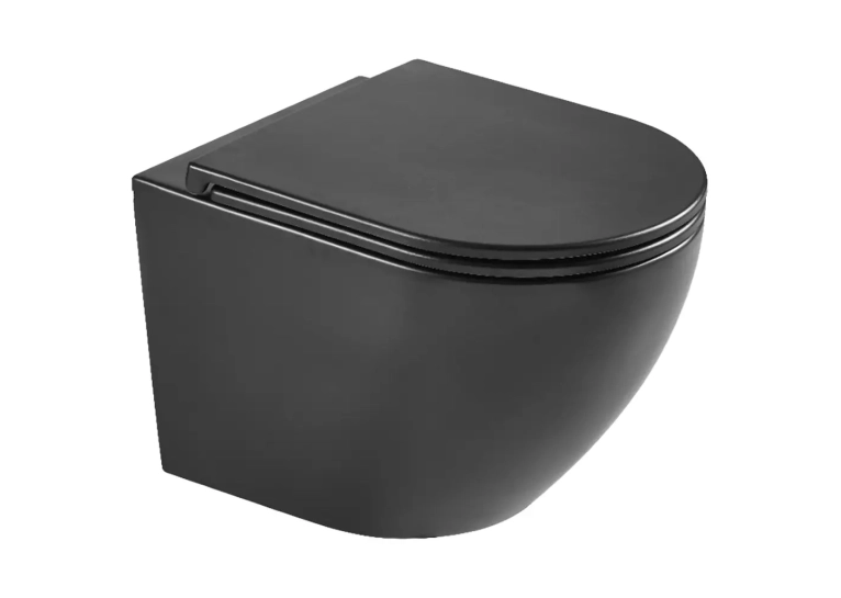 Унитаз подвесной Devit Flow безободковый с сиденьем soft-close дюропласт DFL0460111MB Черный матовый