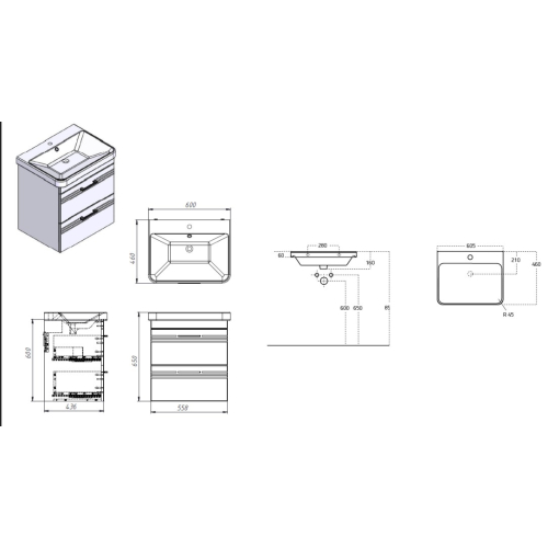 Тумба з умивальником Devit Urbanis 60 білий 454060W