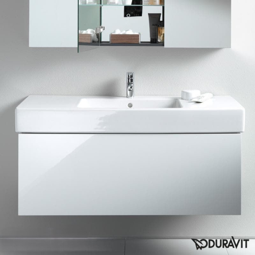 Раковина прямоугольная мебельная/подвесная Duravit Vero 125x49 см, с отверстием для смесителя, с переливом, белый 0329120000