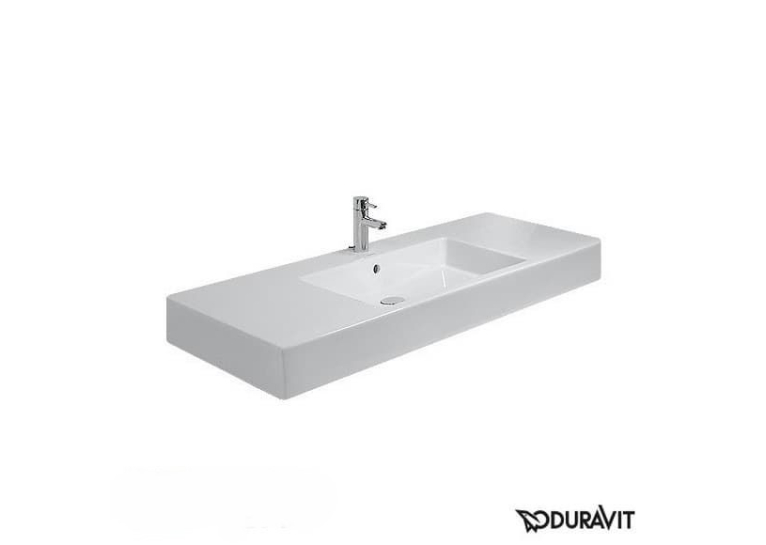 Раковина прямоугольная мебельная/подвесная Duravit Vero 125x49 см, с отверстием для смесителя, с переливом, белый 0329120000
