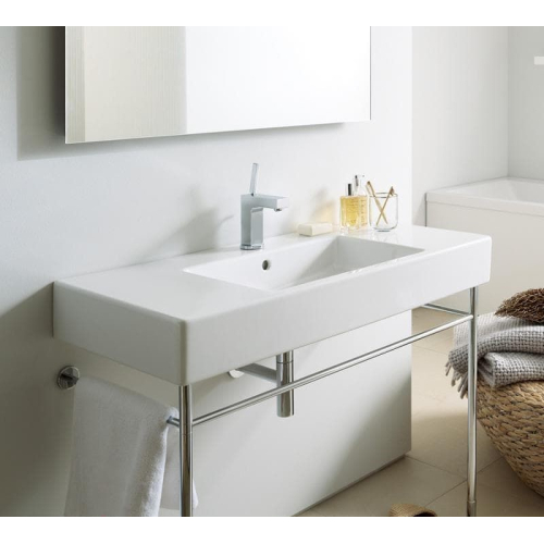 Раковина прямоугольная мебельная/подвесная Duravit Vero 125x49 см, с отверстием для смесителя, с переливом, белый 0329120000